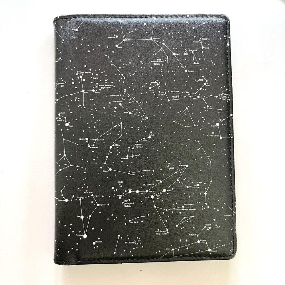 astronomy-themed constellation passport cover Black White Multi Compartment